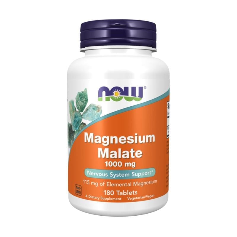 Malate de magnésium NOW, 1000 mg (180 comprimés)