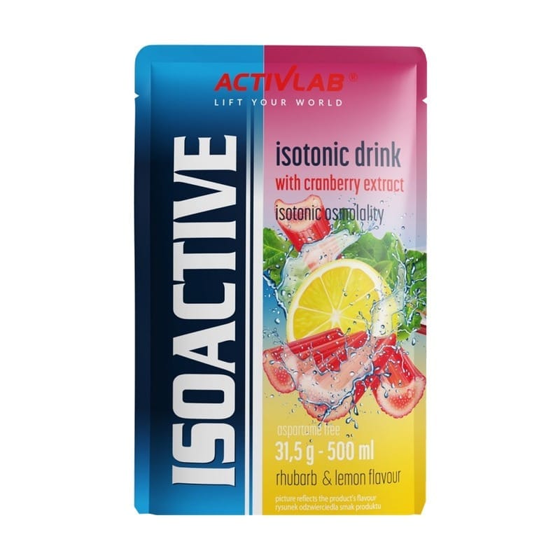 Boisson isotonique en poudre Isoactive Activlab, rhubarbe au citron et à la canneberge (31,5 g)