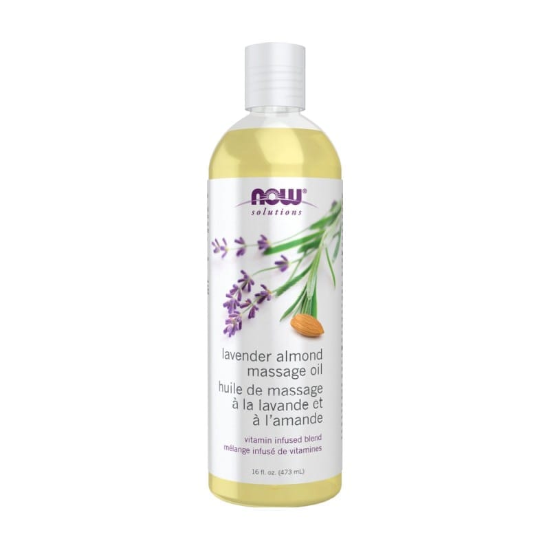 Huile de massage à la lavande et à l’amande NOW (473 ml)