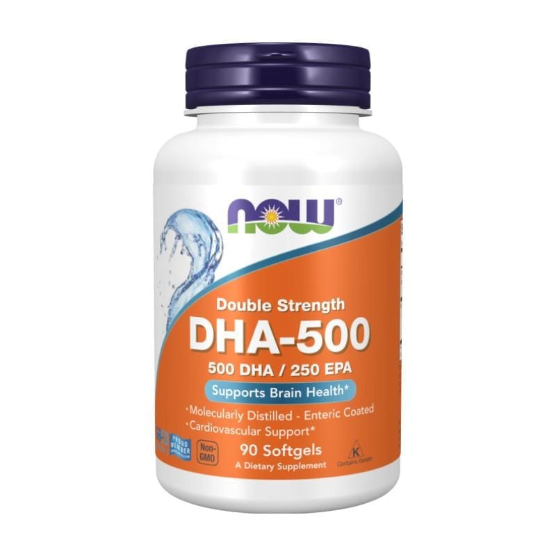 Oméga-3 DHA NOW, 500 mg (90 capsules molles)