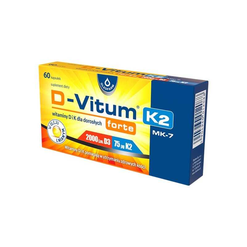Vitamine D3 2000 UI et K2 MK-7 D-Vitum Forte Oleofarm (60 gélules)