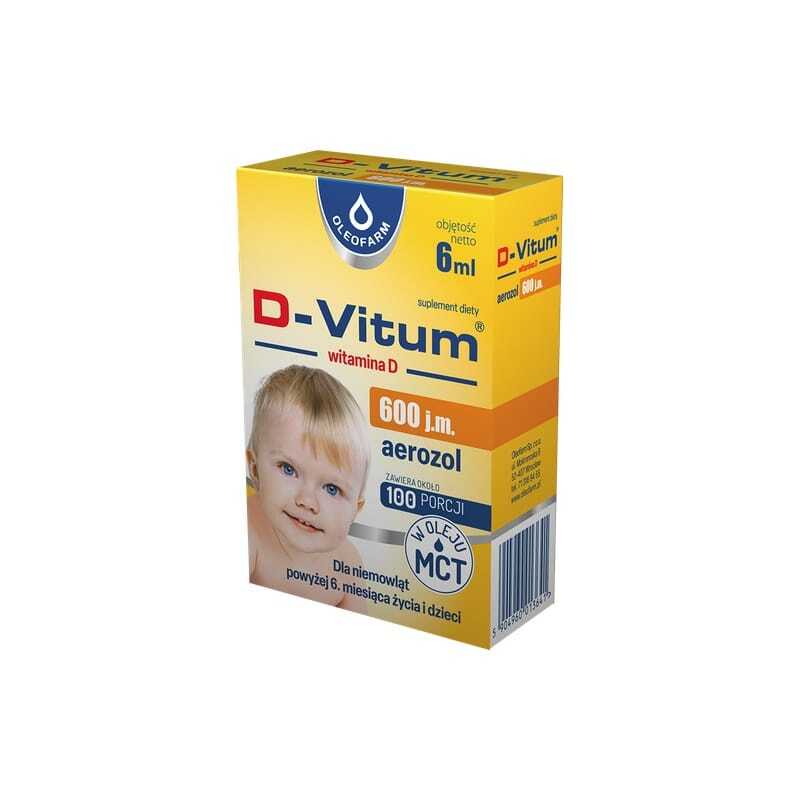 Vitamine D3 600 UI en spray pour nourrissons et enfants D-Vitum Oleofarm (6 ml)