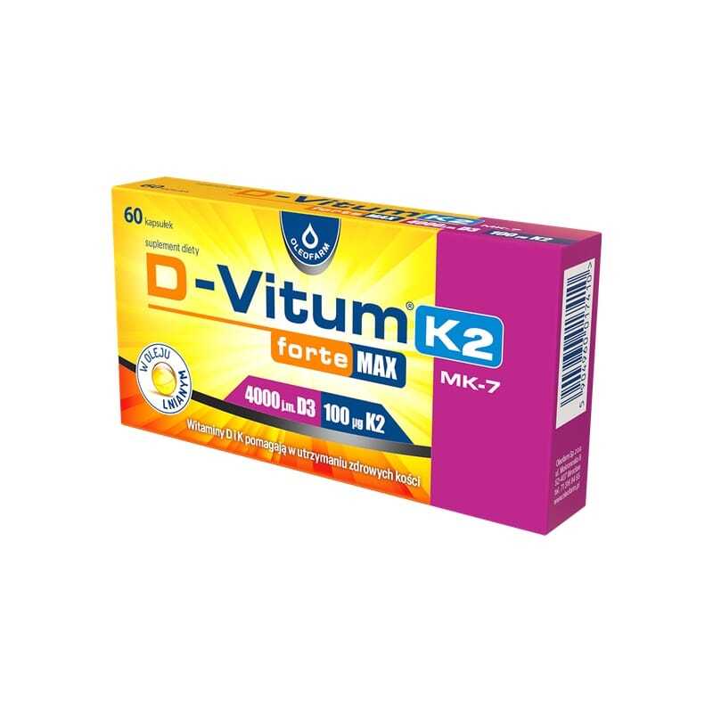 Vitamine D3 4000 UI et K2 MK-7 D-Vitum Forte Max Oleofarm (60 gélules)