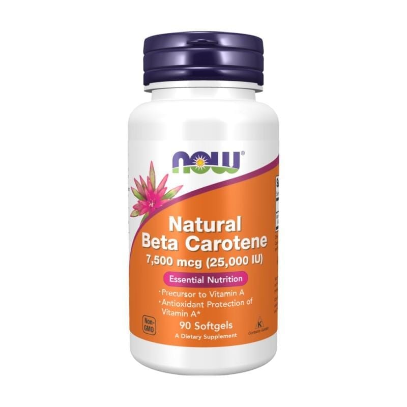 Bêta-carotène naturel NOW, 7.500 µg (90 capsules molles)