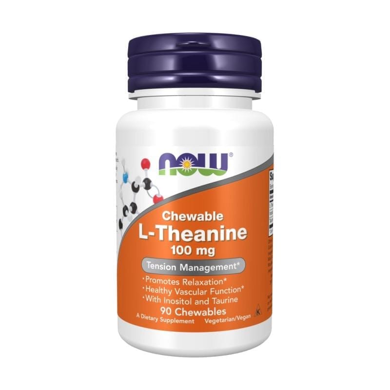L-théanine NOW, 100 mg (90 comprimés à croquer)