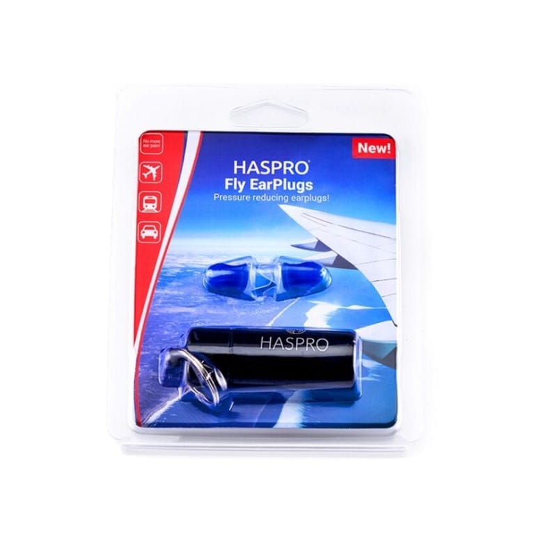 Bouchons d’oreilles pour les voyages en avion – bleus, en silicone Fly Haspro (1 paire)