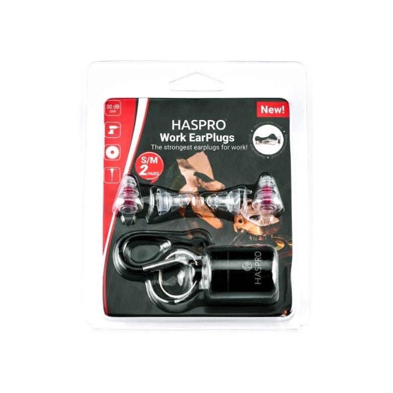 Bouchons d’oreilles pour le travail – transparents, en silicone Work Haspro (2 paires, S/M)