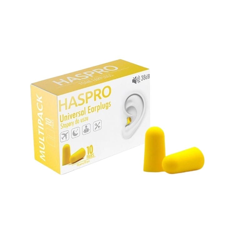 Bouchons d’oreilles en mousse Multi10 - couleur jaune Haspro (20 pièces)