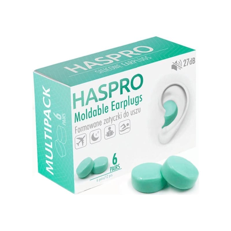 Bouchons d’oreilles en silicone Mold6 - coloris vert menthe Haspro (12 pièces)