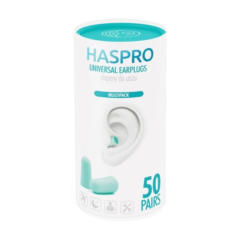 Bouchons d’oreilles en mousse Tube50 - couleur menthe, Haspro (100 pièces)