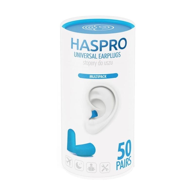 Bouchons d’oreilles en mousse Tube50 - couleur bleue, Haspro (100 pièces)