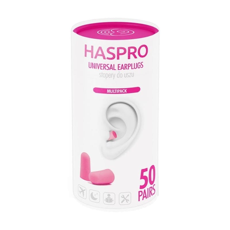 Bouchons d’oreilles en mousse Tube50 - couleur rose, Haspro (100 pièces)