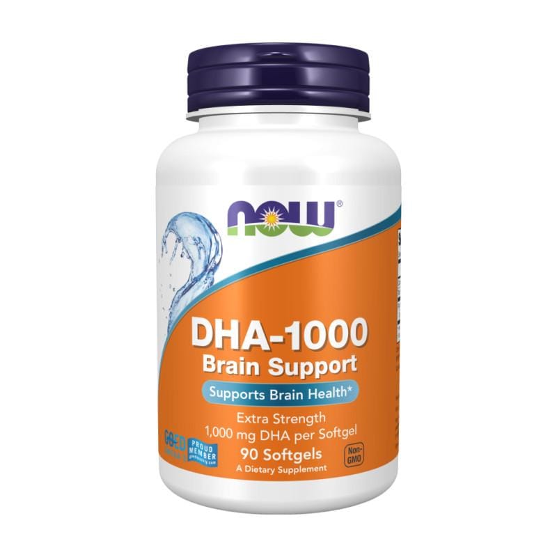 Oméga-3 DHA soutien cérébral NOW, 1000 mg (90 capsules molles)